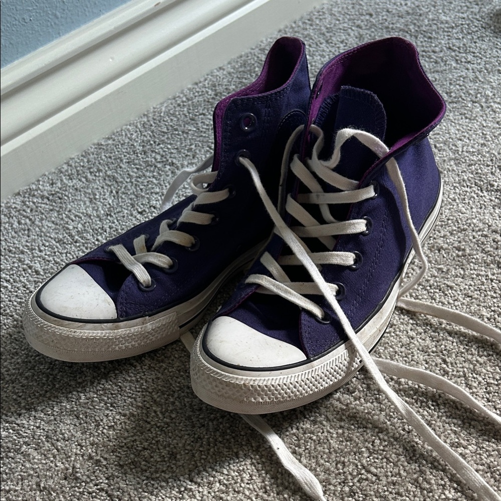 Purple High-Top Sneakers with White Laces